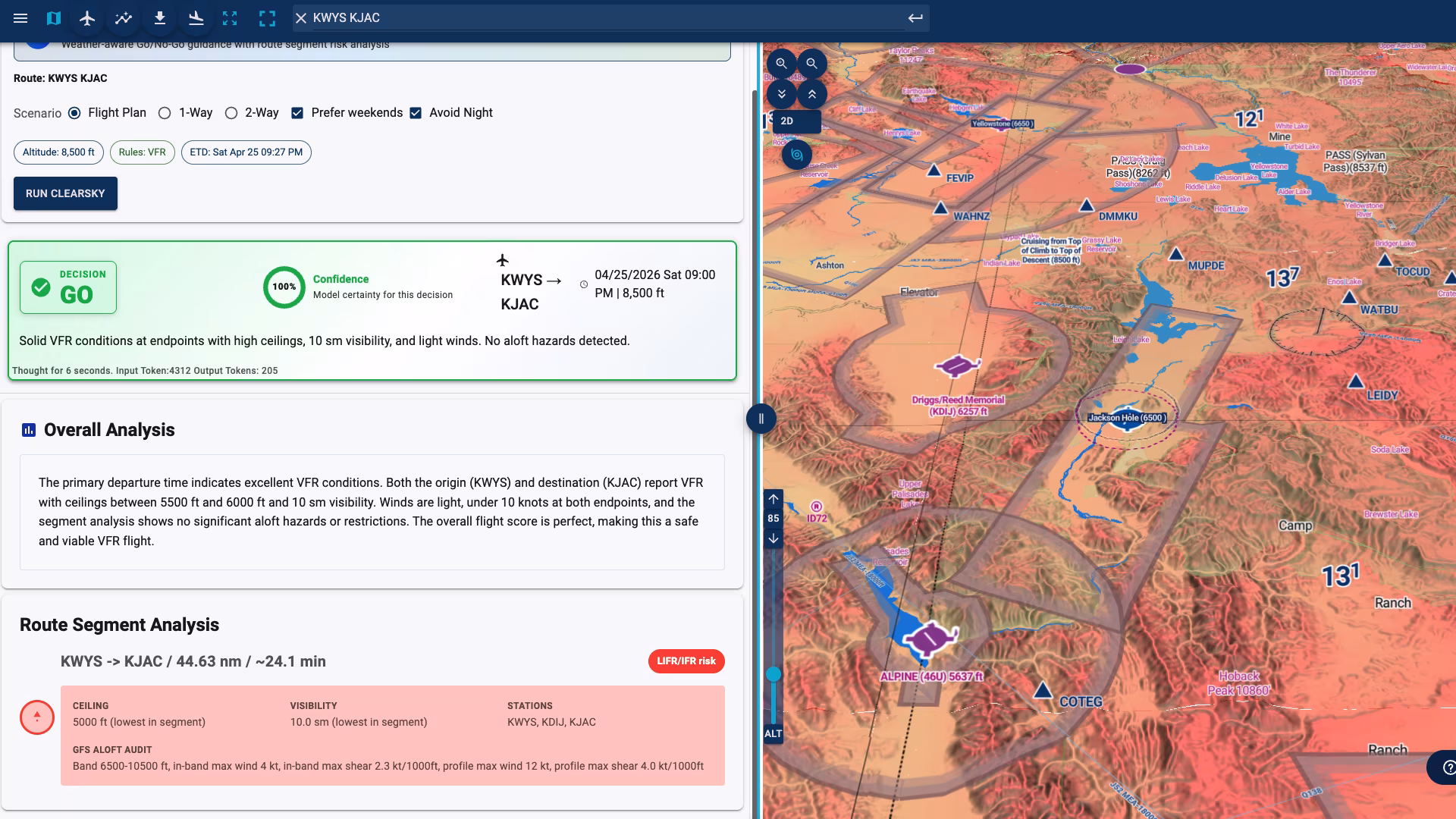 ClearSky AI flight planning in AvNav