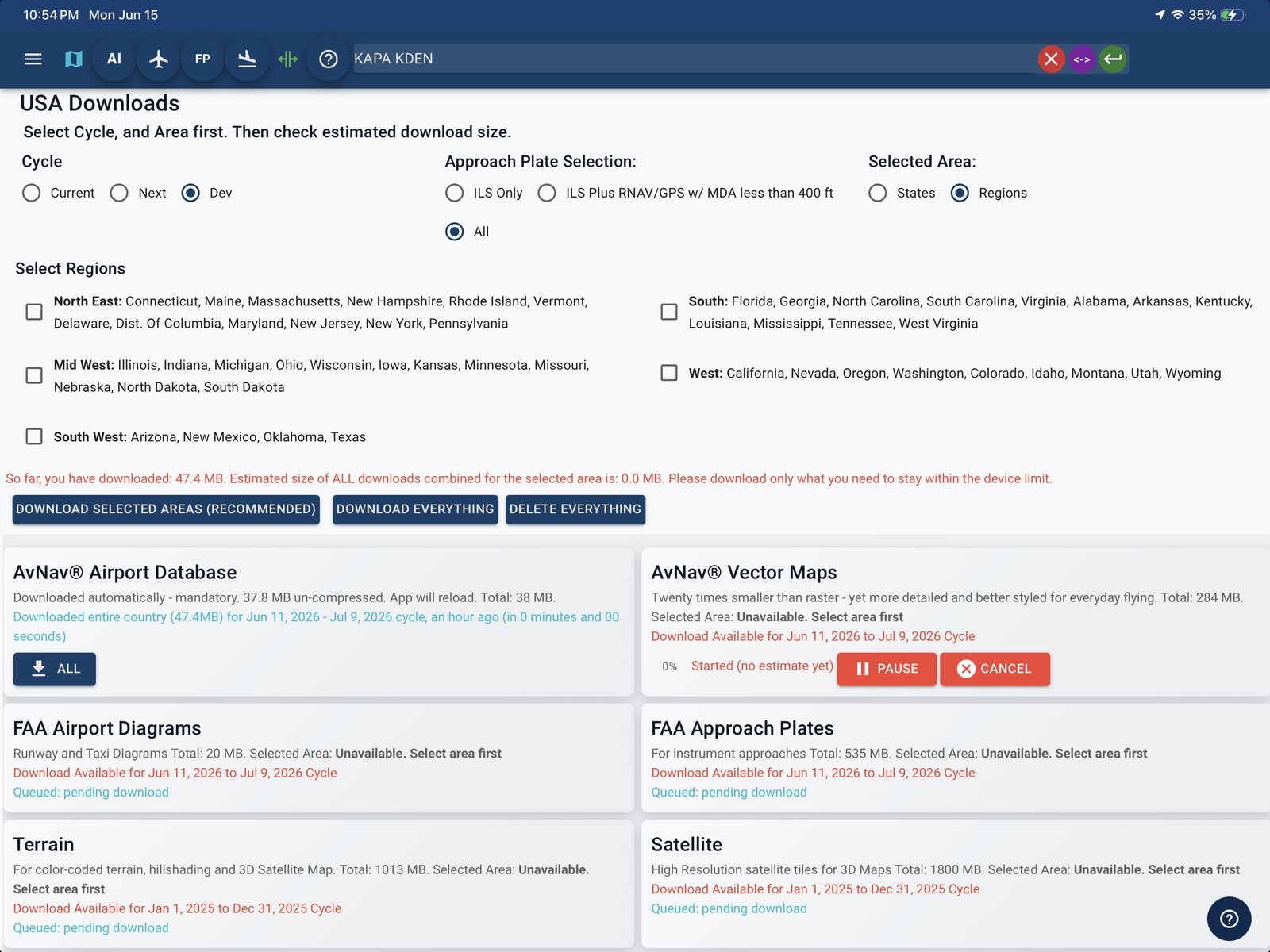 Offline-first fast downloads in AvNav